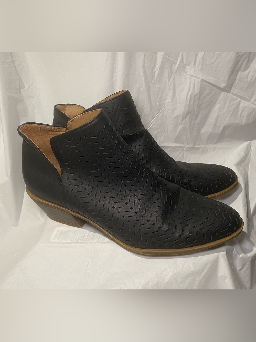 Life Stride Black Perforated Cutout Ankle Booties